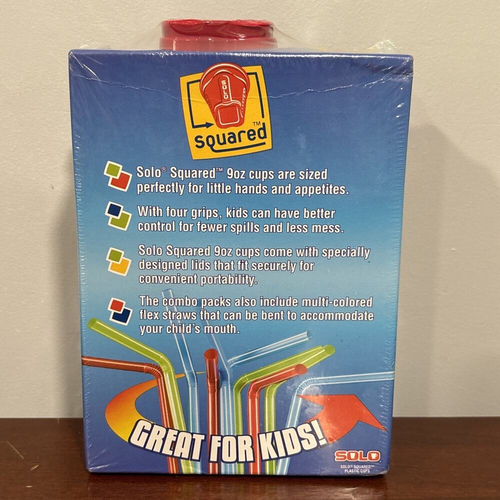 Solo Cups For Kids On The Go Combo Pack Lids & Straws 9 Oz Squared Red Sealed - Picture 3 of 6